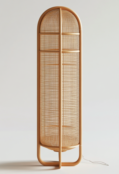 Wabi-sabi style rattan floor lamp, Japanese-style guesthouse bedside living room decorative lamp, atmosphere home study, balcony bedroom - Image 4