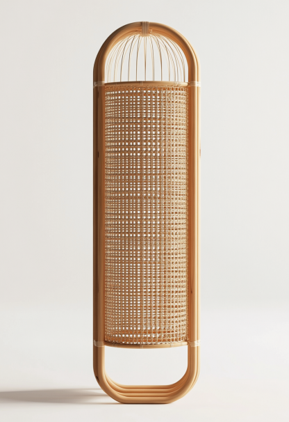 Wabi-sabi style rattan floor lamp, Japanese-style guesthouse bedside living room decorative lamp, atmosphere home study, balcony bedroom - Image 9