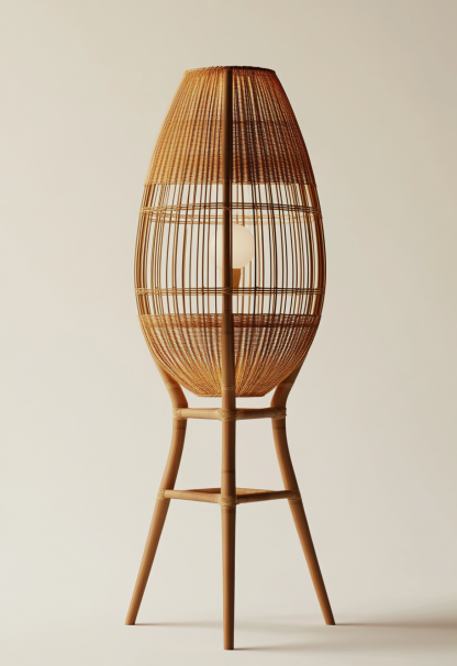 Wabi-sabi style restaurant, wicker woven floor lamps, simple and modern tea table, Nordic decorative lamps, Japanese retro Zen atmosphere - Image 4