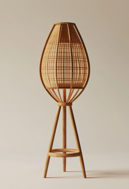Wabi-sabi style restaurant, wicker woven floor lamps, simple and modern tea table, Nordic decorative lamps, Japanese retro Zen atmosphere - Image 3
