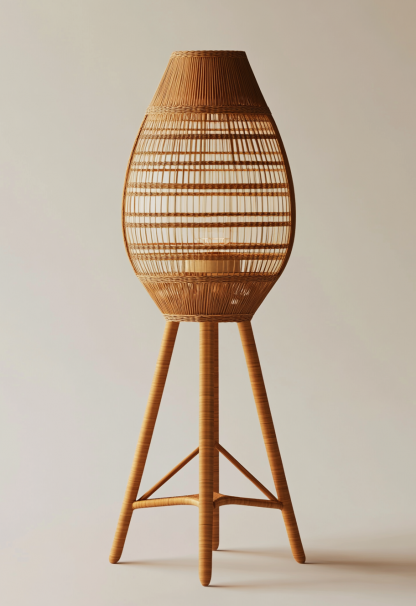 Wabi-sabi style restaurant, wicker woven floor lamps, simple and modern tea table, Nordic decorative lamps, Japanese retro Zen atmosphere - Image 2