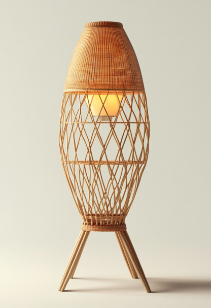Wabi-sabi style restaurant, rattan weaving floor lamp, tea room lamp, reception shop, bedroom handmade guesthouse, coffee, Japanese fabric - Image 4