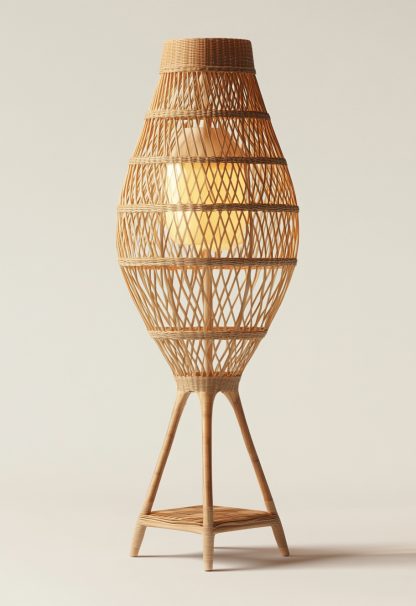 Wabi-sabi style restaurant, rattan weaving floor lamp, tea room lamp, reception shop, bedroom handmade guesthouse, coffee, Japanese fabric - Image 3