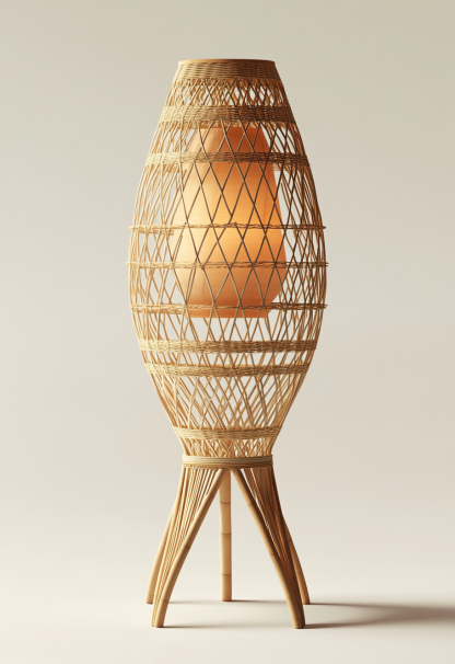Wabi-sabi style restaurant, rattan weaving floor lamp, tea room lamp, reception shop, bedroom handmade guesthouse, coffee, Japanese fabric - Image 2