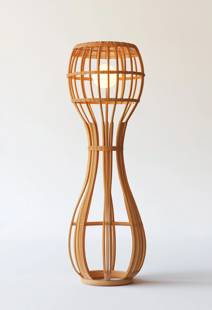 Wabi-sabi style rattan floor lamp, Japanese-style guesthouse bedside living room decorative lamp, atmosphere home study, balcony bedroom - Image 9