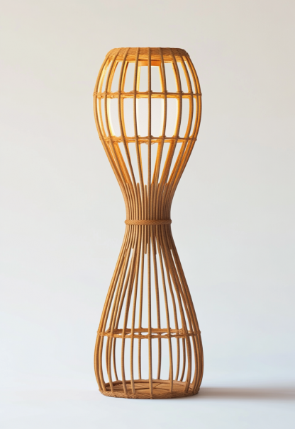 Wabi-sabi style rattan floor lamp, Japanese-style guesthouse bedside living room decorative lamp, atmosphere home study, balcony bedroom - Image 8