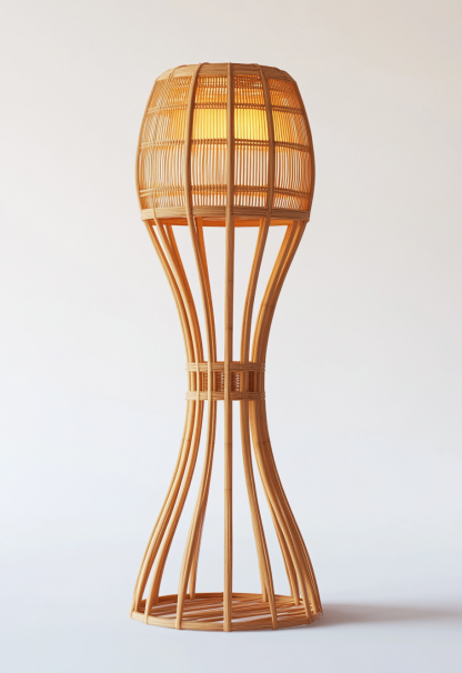 Wabi-sabi style rattan floor lamp, Japanese-style guesthouse bedside living room decorative lamp, atmosphere home study, balcony bedroom