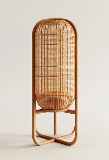 Wabi-sabi style restaurant, rattan weaving floor lamp, tea room lamp, reception shop, bedroom handmade guesthouse, coffee, Japanese fabric - Image 2