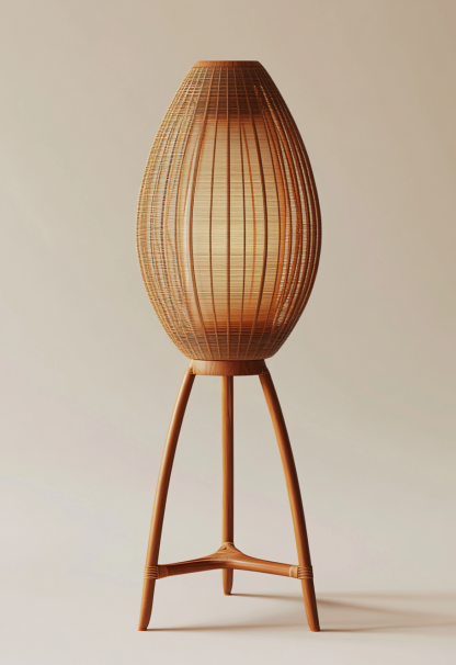 10 Wabi-sabi style restaurant rattan woven floor lamps, Japanese retro shop restaurant hot pot restaurant lamps, Zen tea room lamps - Image 5