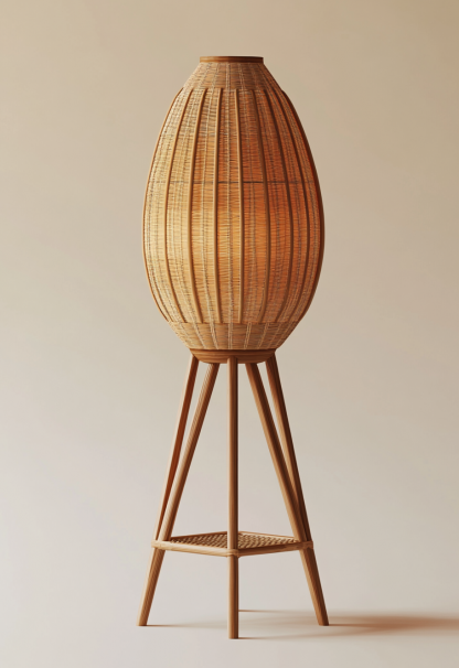10 Wabi-sabi style restaurant rattan woven floor lamps, Japanese retro shop restaurant hot pot restaurant lamps, Zen tea room lamps - Image 4