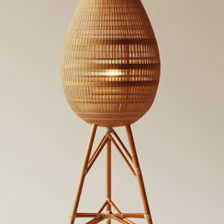 10 Wabi-sabi style restaurant rattan woven floor lamps, Japanese retro shop restaurant hot pot restaurant lamps, Zen tea room lamps