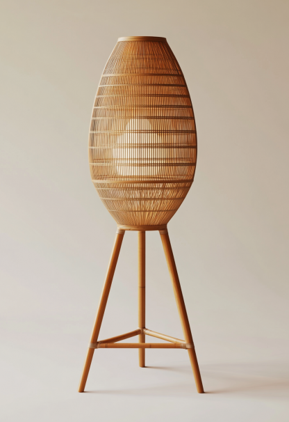 10 Wabi-sabi style restaurant rattan woven floor lamps, Japanese retro shop restaurant hot pot restaurant lamps, Zen tea room lamps - Image 2