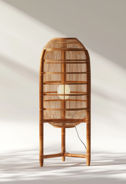 Wabi-sabi style restaurant, rattan weaving floor-standing store, Japanese retro large lamp bedroom, guesthouse decoration, hotel commercial