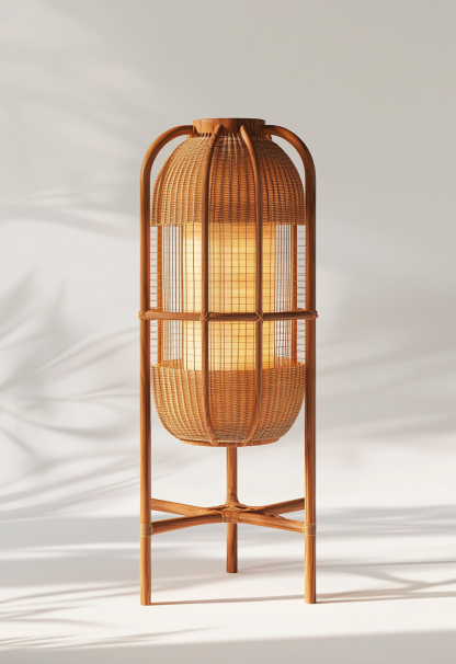 Wabi-sabi style restaurant, rattan weaving floor-standing store, Japanese retro large lamp bedroom, guesthouse decoration, hotel commercial - Image 2