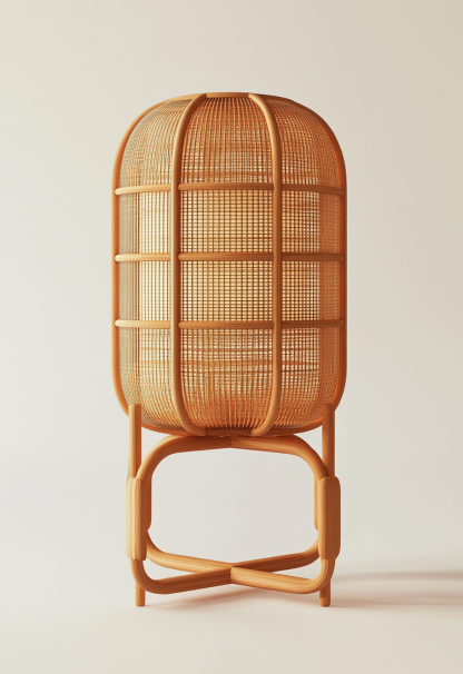 Wabi-sabi style restaurant, wicker woven floor lamps, simple and modern tea table, Nordic decorative lamps, Japanese retro Zen atmosphere - Image 2