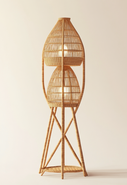 1010 Wabi-sabi style restaurant rattan woven floor lamps, Japanese retro shop, restaurant, hot pot restaurant lamps, tea room lamps - Image 4