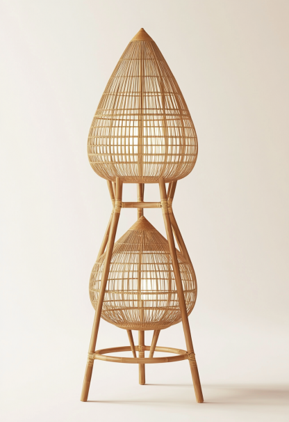 1010 Wabi-sabi style restaurant rattan woven floor lamps, Japanese retro shop, restaurant, hot pot restaurant lamps, tea room lamps - Image 3