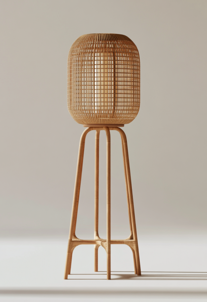 Wabi-sabi style restaurant, wicker weaving floor-standing candlesticks, Japanese retro portable tea room lamps, coffee shop, handmade 1 outdoor - Image 2