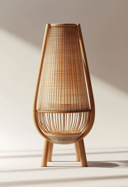 Wabi-sabi style rattan floor lamp, Japanese-style guesthouse bedside living room decorative lamp, atmosphere home study, balcony bedroom - Image 4