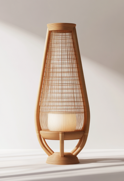 Wabi-sabi style rattan floor lamp, Japanese-style guesthouse bedside living room decorative lamp, atmosphere home study, balcony bedroom - Image 3