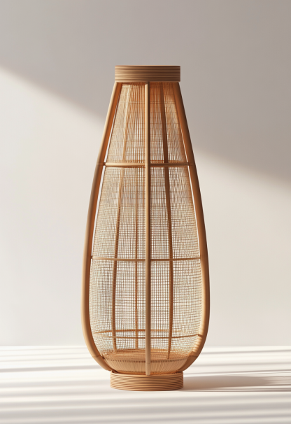 Wabi-sabi style rattan floor lamp, Japanese-style guesthouse bedside living room decorative lamp, atmosphere home study, balcony bedroom - Image 2