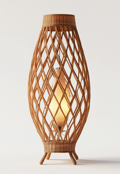 Wabi-sabi style restaurant, wicker woven floor lamp shop, Japanese fabric decorative items, coffee shop, bedroom handmade - Image 2