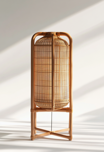 Wabi-sabi style restaurant, rattan weaving floor-standing store, Japanese retro large lamp bedroom, guesthouse decoration, hotel commercial - Image 2