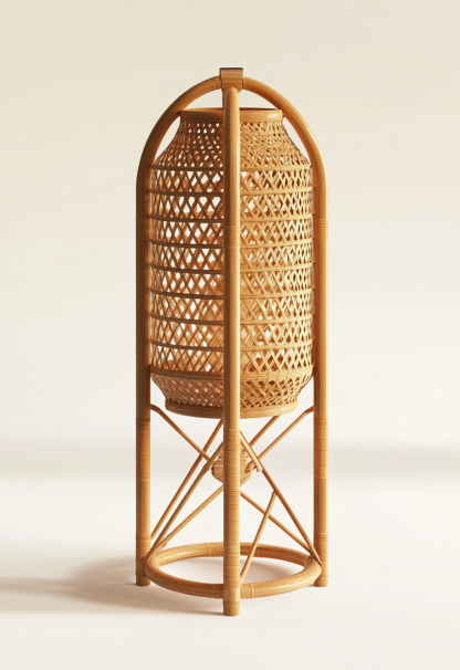 Wabi-sabi style restaurant rattan woven floor lamps, Japanese retro shops, restaurants, hot pot restaurant lamps, and Zen-inspired guesthouse lamps - Image 5