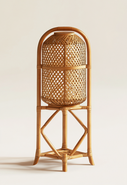 Wabi-sabi style restaurant rattan woven floor lamps, Japanese retro shops, restaurants, hot pot restaurant lamps, and Zen-inspired guesthouse lamps - Image 3