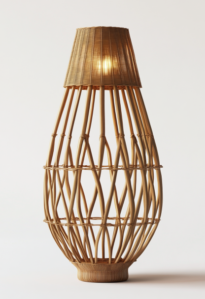 Restaurant rattan woven floor lamp, Zen-inspired homestay candlestick, handmade hotel shop, bedroom clothing store, decorative items - Image 5