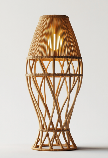 Restaurant rattan woven floor lamp, Zen-inspired homestay candlestick, handmade hotel shop, bedroom clothing store, decorative items - Image 4
