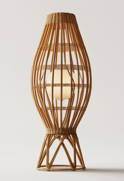 Restaurant rattan woven floor lamp, Zen-inspired homestay candlestick, handmade hotel shop, bedroom clothing store, decorative items - Image 3