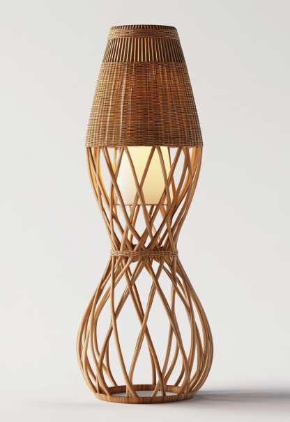 Restaurant rattan woven floor lamp, Zen-inspired homestay candlestick, handmade hotel shop, bedroom clothing store, decorative items - Image 2