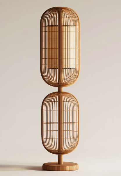 Wabi-sabi style restaurant, rattan weaving floor lamp, homestay, Japanese retro outdoor tea room, bedroom, hot pot restaurant, new Chinese style - Image 5