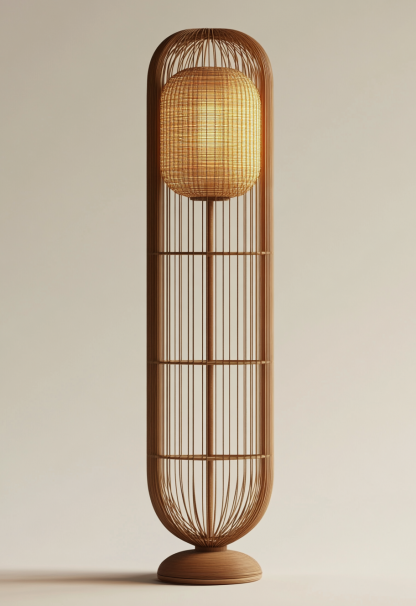 Wabi-sabi style restaurant, rattan weaving floor lamp, homestay, Japanese retro outdoor tea room, bedroom, hot pot restaurant, new Chinese style - Image 3
