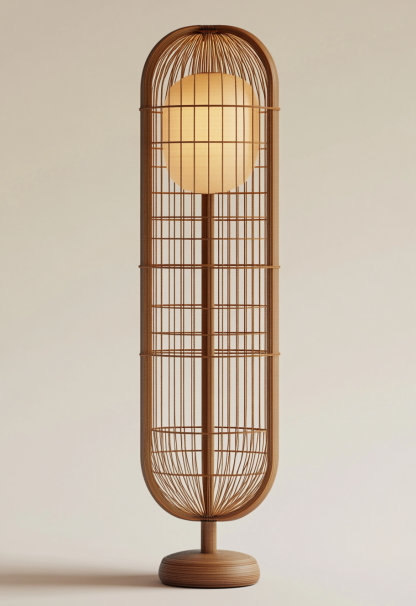 Wabi-sabi style restaurant, rattan weaving floor lamp, homestay, Japanese retro outdoor tea room, bedroom, hot pot restaurant, new Chinese style - Image 2