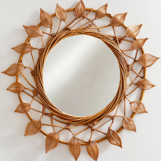 French light luxury dressing mirror, home bedroom wall-mounted decorative mirror, magnolia circular bathroom mirror