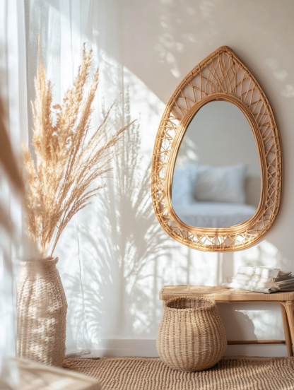 French light luxury dressing mirror, home bedroom wall-mounted decorative mirror, magnolia circular bathroom mirror - Image 4