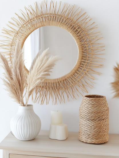French light luxury dressing mirror, home bedroom wall-mounted decorative mirror, magnolia circular bathroom mirror - Image 3
