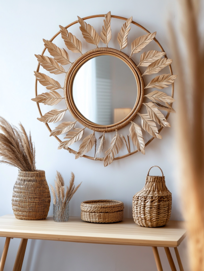 French light luxury dressing mirror, home bedroom wall-mounted decorative mirror, magnolia circular bathroom mirror - Image 2