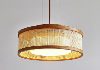 Japanese-style chandeliers, hand-woven lamps, dining room, bar counter, living room, Southeast Asian creative and simple bedroom, dining room, bamboo woven lamps - Image 9