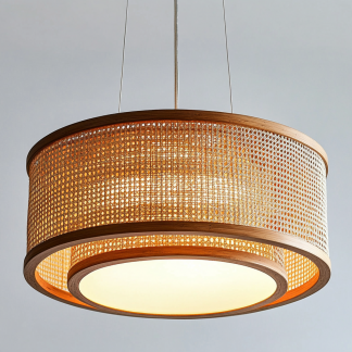 Wabi-sabi style rattan chandelier, dining room bar counter, living room, Southeast Asian creative and simple bedroom, dining room, bamboo weaving lamps