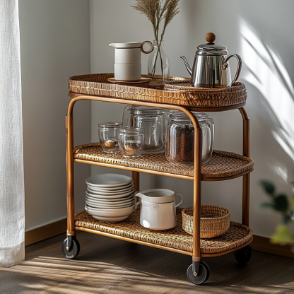 Solid wood side table, second-hand trolley, movable coffee table, living room sofa side cabinet, snack storage rack, storage rack - Image 3