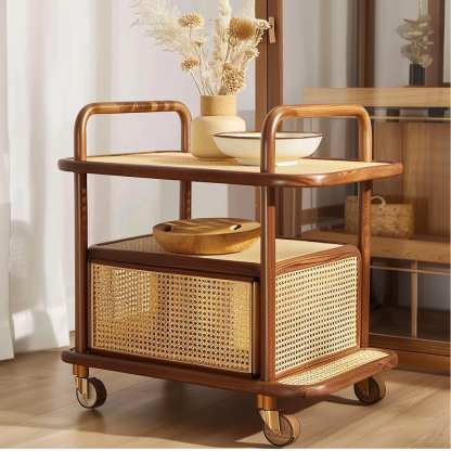 Small trolley, high-end Chinese-style mobile coffee table, sofa side table, storage rack, hotel tea cabinet - Image 9