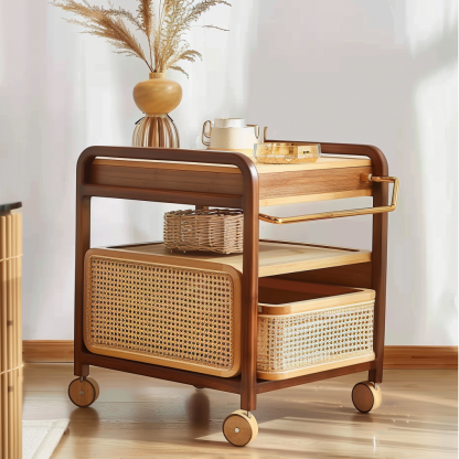 Small trolley, high-end Chinese-style mobile coffee table, sofa side table, storage rack, hotel tea cabinet - Image 8