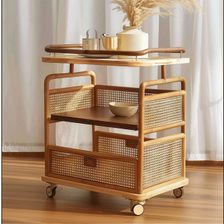 Small trolley, high-end Chinese-style mobile coffee table, sofa side table, storage rack, hotel tea cabinet