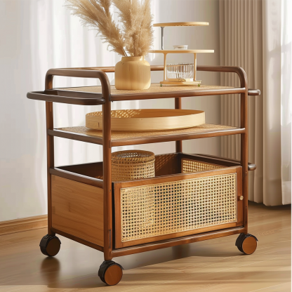 Small trolley, high-end Chinese-style mobile coffee table, sofa side table, storage rack, hotel tea cabinet - Image 5