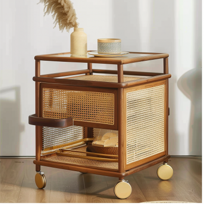 Small trolley, high-end Chinese-style mobile coffee table, sofa side table, storage rack, hotel tea cabinet - Image 4