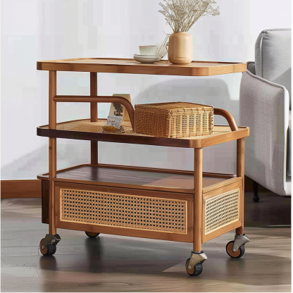 Wabi-sabi style solid wood wicker coffee table, modern and simple Japanese style, wabi-sabi style, retro, original solid wood wicker round - Image 8