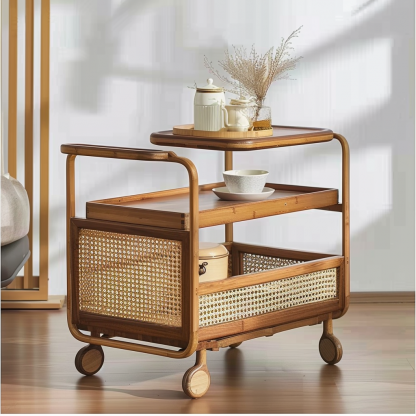 Wabi-sabi style solid wood wicker side table, living room sofa side cabinet, small-sized household storage cabinet - Image 8